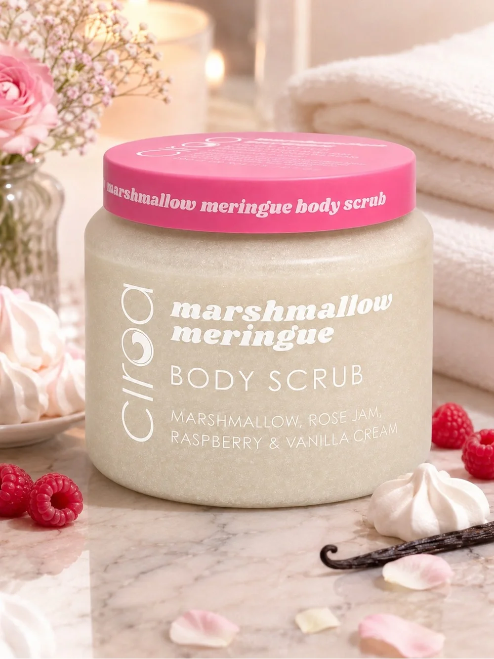 Ciroa Marshmallow Meringue Body Scrub Raspberry Vanilla 21.1 oz New